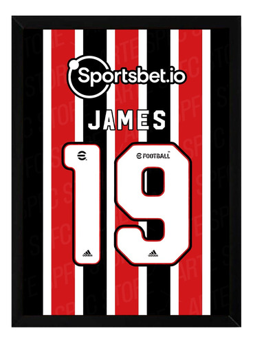 Quadro Decorativo James Rodriguez N°19 Camisa 2 São Paulo Fc