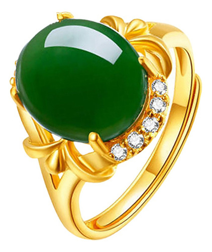 1 Anillo De Jade Verde Con Piedras Preciosas