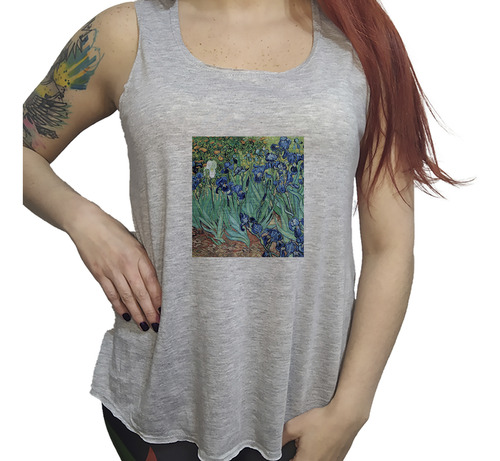 Musculosa Dama Van Gogh Lirios Pintura Flores Arte