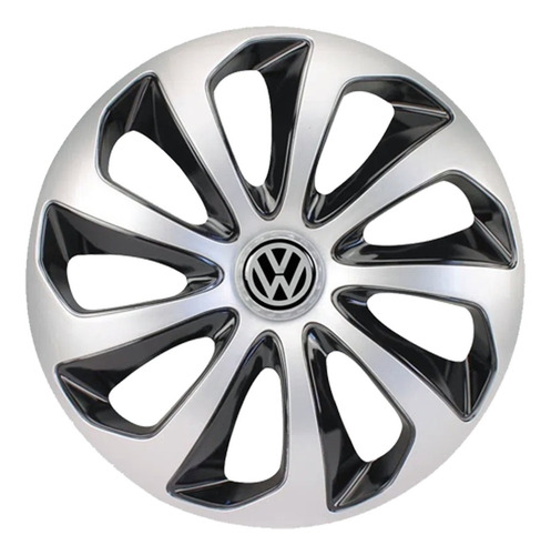Jogo 4 Calota Velox Aro 14 Prata Preta Vw Gol G2 G3 G4 G5