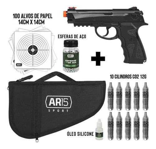 Pistola De Pressão Co2 Wingun C12 Beretta + Capa Acolchoada
