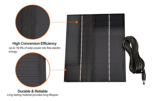 Imagen 3 de 9 de Panel Solar De 6 W, 12 V, 500 Ma, Con Salida De Cc De 9,84 P