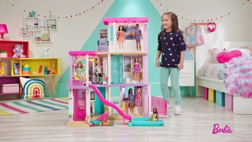 Barbie Dreamhouse Playset de casa de bonecas de 3 andares com piscina