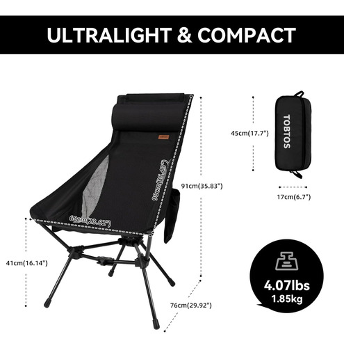 Silla De Camping De Respaldo Alto, Silla De Camping Ligera C