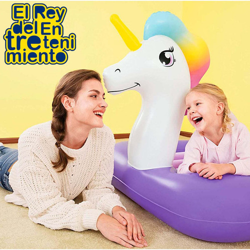 Imagen 6 de 7 de Colchón Inflable Bestway 1p Unicornio Niños P/camping El Rey