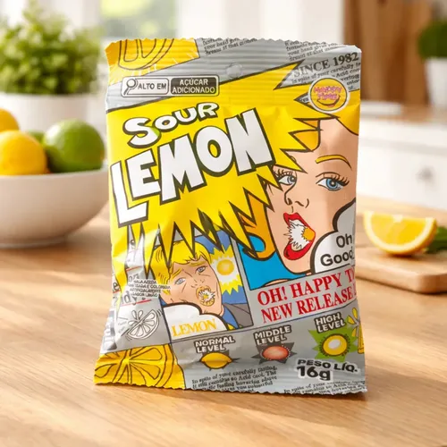 ★lemon.★ Bala Super Azeda Sour Lemon Happy Time 16g | MercadoLivre