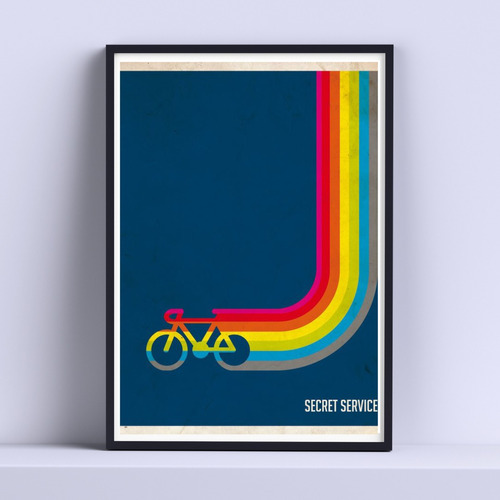 Cuadro Bicicleta Rainbow Decorativo 30x40 Con Vidrio 