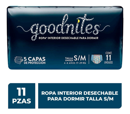 Imagen 1 de 1 de Calzones Desechables Para Dormir Goodnites Talla Mediana 11 Calzones
