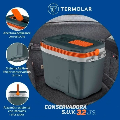 Imagen 6 de 10 de Conservadora Térmica Termolar 32 Lts Azul Rojo Gris B. O.