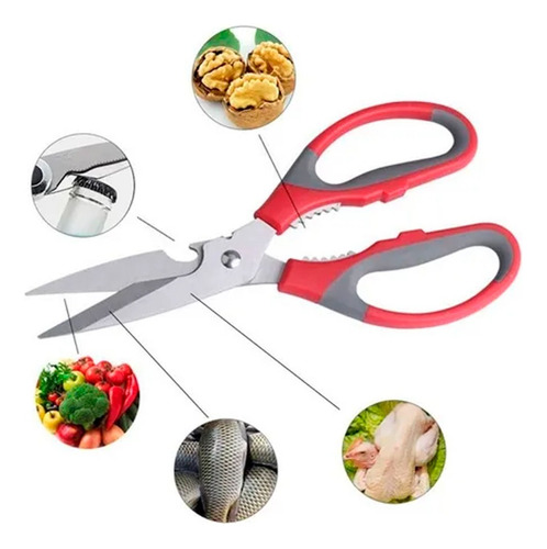 Tesoura De Cozinha Aço Inox Multiuso Peixe Quebra Nozes