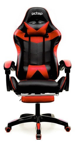 Cadeira de escritório Pctop PG gamer ergonômica  preta e vermelha com estofado de couro sintético