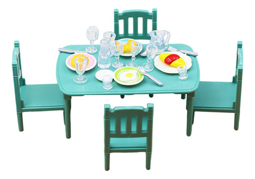 1/12 Juego De Comedor Para Casa De Muñecas, Mesa Y Silla