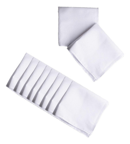 10 Pañuelos Blancos De Bolsillo Para Hombres Y 35cm X 35cm