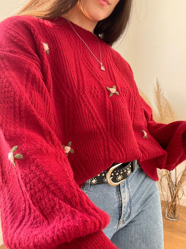 Sweater Importado De Mujer Bordado Super Suave Y Calentito