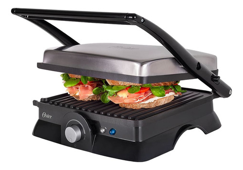 Grill Elétrico Multiuso 2 Em 1, Inox E Preto, 220v, Oster Cor Preto 220V