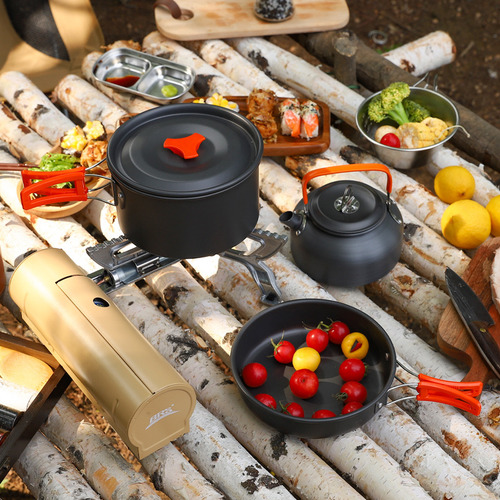 Set De Estufa Portátil Para Acampar Con Utensilios De Cocina
