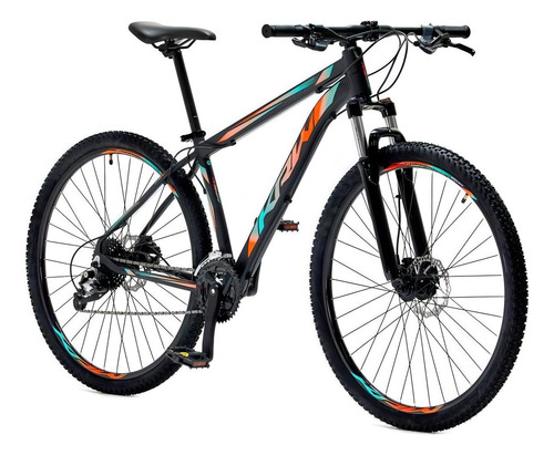Bicicleta Aro 29 Krw Spot Alum Shimano Acera 27v Trava Sx13 Cor Preto/Azul e Laranja