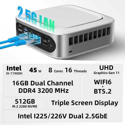 Mini Pc Awow Mgi9 Intel Core I9-11900h 16 Gb 512 Gb Ssd W-11