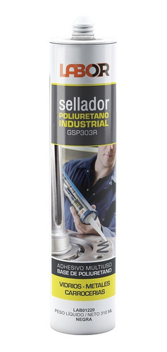 Imagen 1 de 6 de Sellador Poliuretánico Industrial 310 Ml Negro Labor Pintumm