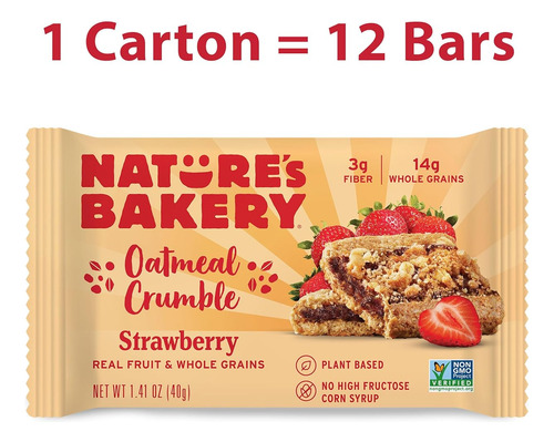 Nature's Bakery Barras Crumble De Avena, Fresa, Fruta Real,