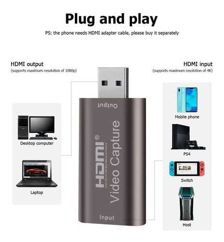 Imagen 3 de 8 de Capturadora Video Hdmi 4k 1080p 60hz New 3.0 Usb Para Juego