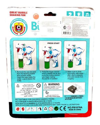Burbujero Automatico Dinosaurio Luz Musica Nvo 0385 Bigshop