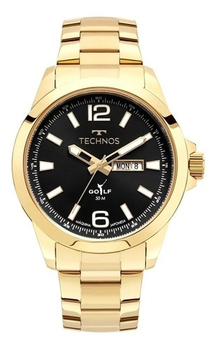 Relógio Masculino Technos Cayde Dourado Loja De Fábrica Fundo Preto