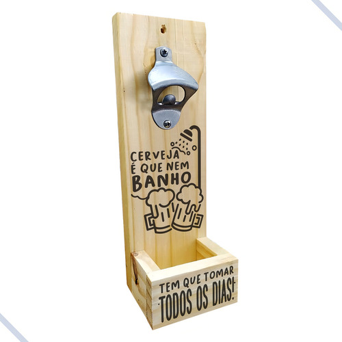 Quadro Porta Tampinhas Com Abridor De Garrafa De Parede Cor 01 Cor Da Armação Tabaco