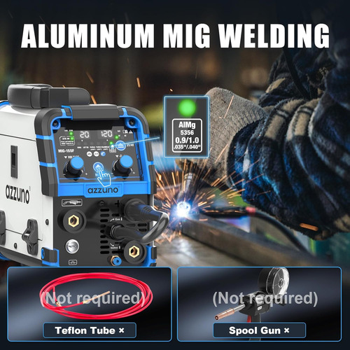 Azzuno Soldador Mig De Aluminio 155amp, Doble Vlotage 110...