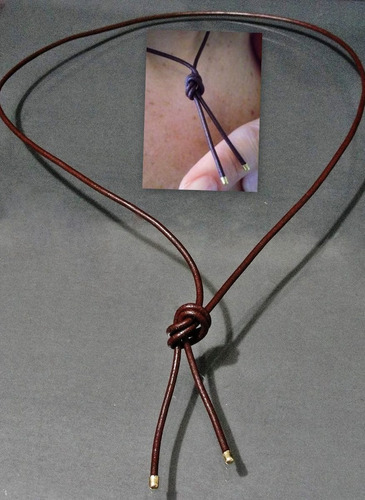 Imagem 4 de 4 de Pedras - Colar Unissex 1v Couro 1,5mm E Ouro 18, Cód37c21