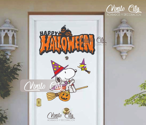 Vinil Decorativo Para Puertas O Ventanas Snoopy Halloween A7