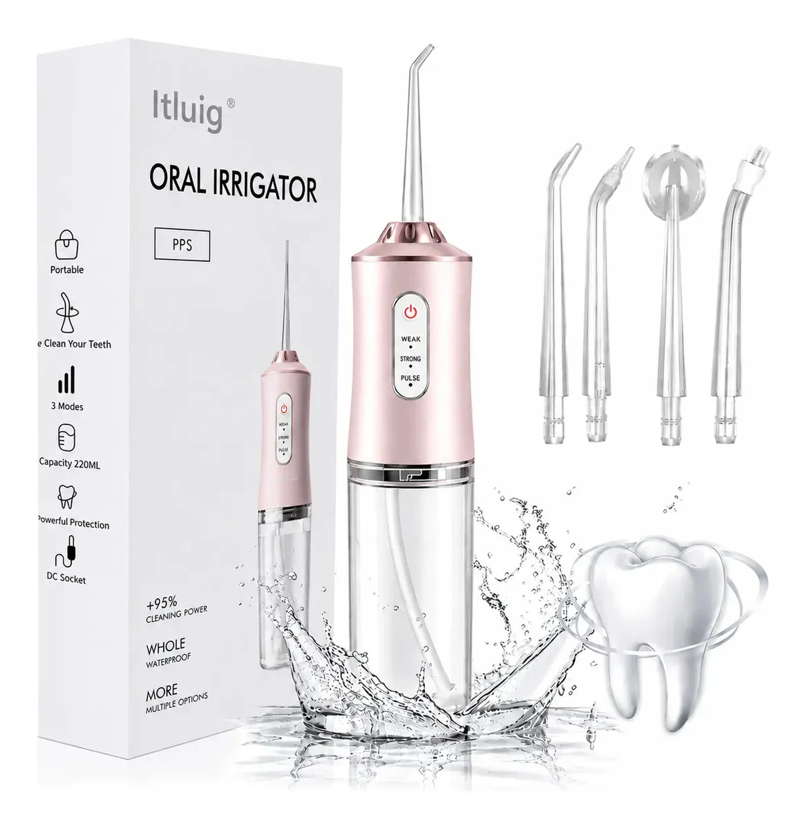 Irrigador Oral Bucal Limpeza Elétrico Bivolt Portátil Dental Gengiva Jato D'água 3 Níveis De Pressão Recarregável Itluig Tech