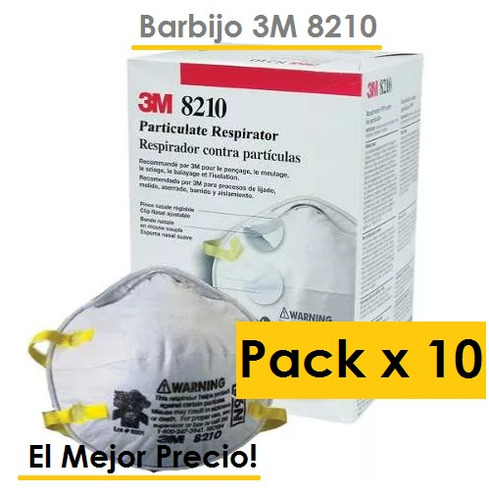 Barbijo 3m Modelo 8210, N95, Caja X 10 Unidades Oferta!