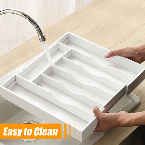 Organizador De Cubiertos Color Blanco Expandible Y Elegante