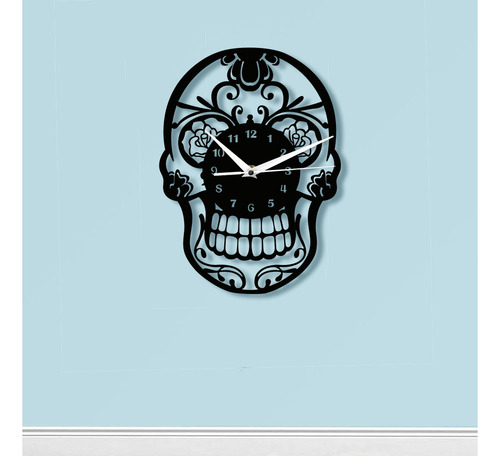 Reloj De Pared Con Espejo Acrílico Con Forma De Calavera, De
