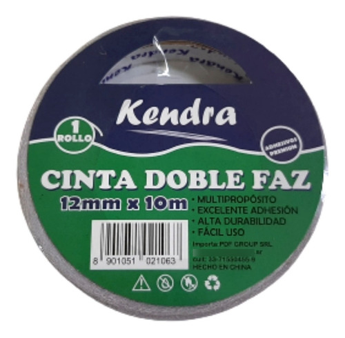 Cinta Doble Faz Kendra 12mm X 10 M Por Unidad 