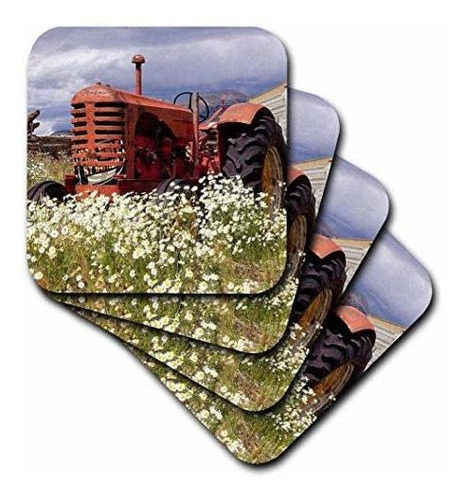 3d Rose Image Of Vintage Tractor Out In The Country With Wil