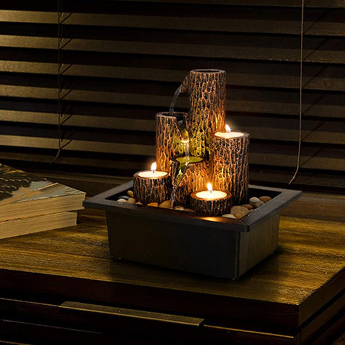 Escritorio Mesa Fuente Escalonada Velas Decoración Para El