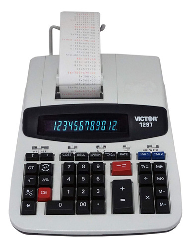 Victor 1297 Calculadoa Impresion Comercial 12 Digito