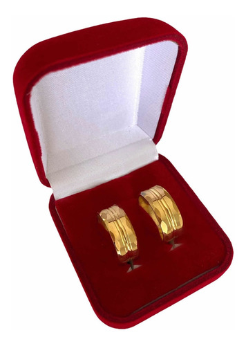 Par De Alianças Luxo 8mm Banhado A Ouro 18k Casamento Namoro