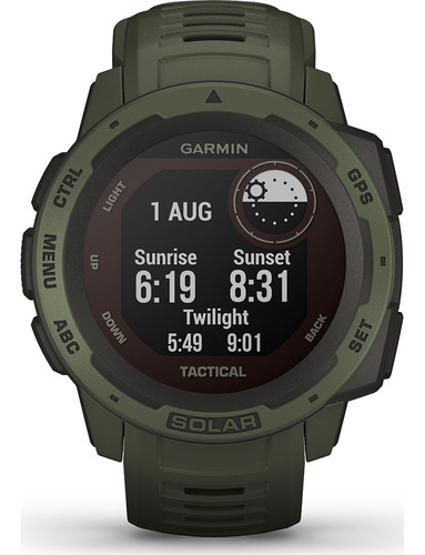 Reloj Garmin Instinct Solar Tactical Smartwatch Resistente Color de la caja Moss Color de la malla Moss Color del bisel Moss