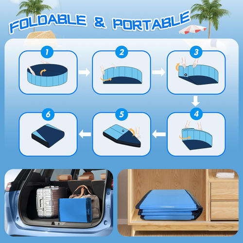 Yazxgbo Piscina Plegable Para Perros Grandes, 71 Piscina Al