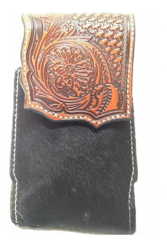 Funda Celular Piel De Vaca Negra