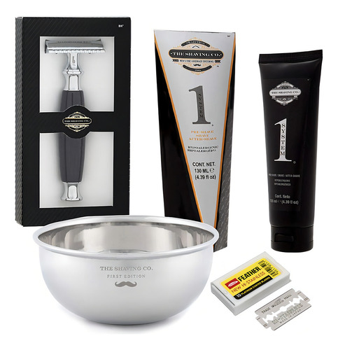 Kit The Shaving Co Rastrillo Neg + Vasija + 1 System Y Navaj