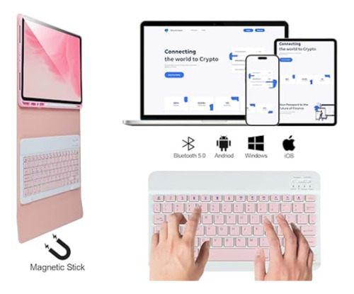 Funda Con Teclado Rosado Para iPad Pro 11 M4 2024 Español