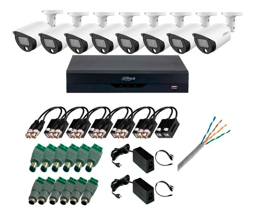 Kit Dvr 8ch 5mp + 8 Cam 5mp Full Color + 100m Utp + Accesori