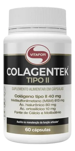 Colagentek Tipo Ii Colágeno Tipo 2 Vitafor 60 Cápsulas Neutro — R$ 77,60 em Mercado Livre, 40% OFF