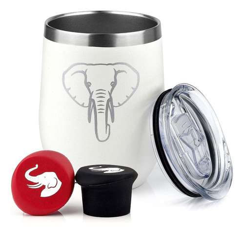 Elephant Gifts Wine Tumbler 12 Onzas + Sliding Lids + 2 W