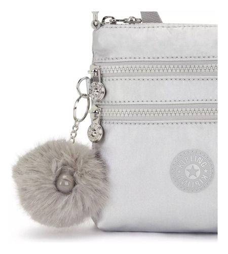 Bolsa Crossbody Kipling Alvar Diseño Color Solido De Nylon Platinum M Gg Asas Color Igual Al Resto De La Bolsa