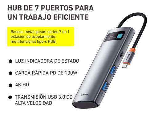 Adaptador Baseus Hub 7 En 1 Tipo C Usb Hdmi Sd/tf Wkwg020113